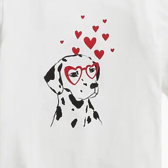 NWT J. Crew White W/Heart Dalmatian Graphic Tee - Picture 4 of 9